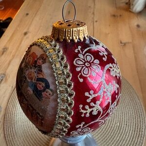 Vintage Christmas by Krebs "Masters on Silk" hand-blown glass ornament 1992